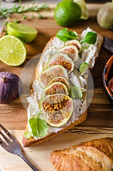 Fresh baguette with figs