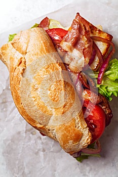 Fresh baguette sandwich bahn-mi styled