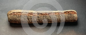 fresh baked artisan baguette bread, Long banner format. top view
