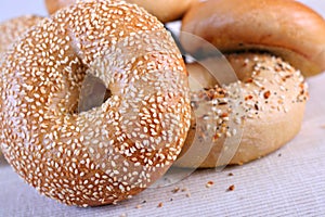 Fresh Baked Bagels Close-up