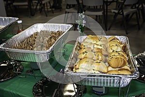 Fresh baked bread and meat balls ready to eat