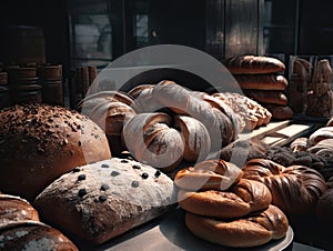 fresh baked bread in store