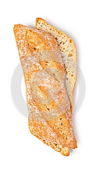 Fresh baked bread on white background