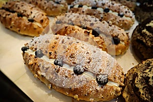 Fresh baked chinese pastry in bakery