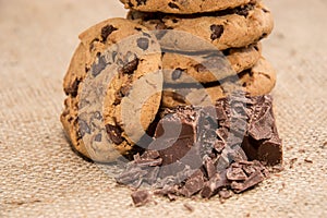 Fresh baked Cookies with chocolate