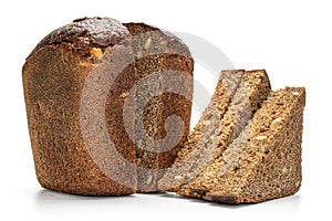 Fresh baked dark bread isolated on white