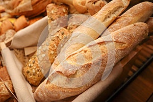 Fresh baked french breads in the chinese bakery