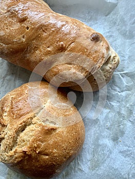 Fresh baked homemade bread loafs