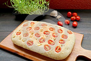 Fresh Baked Homemade Italian Tomato and Garlic Focaccia Bread