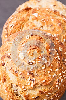 Fresh baked homemade wholegrain rolls or bread