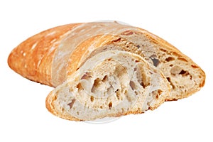 Fresh baked italian chiabatta bread isolated on white