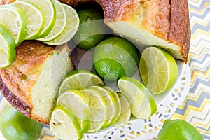 Fresh baked key lime pudding cake