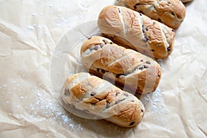 Fresh baked loaf with chocolate drops