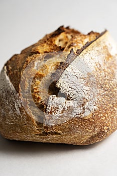 Fresh baked loaf of homemade sourdough bread