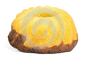 Fresh baked marble gugelhupf sweet bread isolated on white