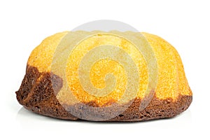 Fresh baked marble gugelhupf sweet bread isolated on white