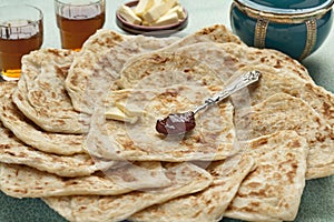 Fresh baked Moroccan Msemen