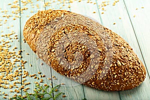 Fresh baked Multigrain brown  bread - healthy  eating concepts.