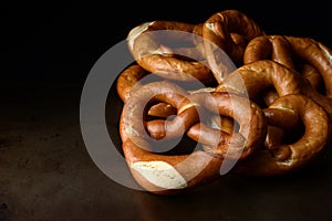 Fresh baked pile of soft pretzels