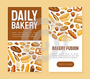 Fresh Bakery Banner Design with Baked Pastry Vector Template