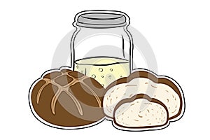 Fresh Bakery Bread Sliced Bread with a jar of fresh Juice