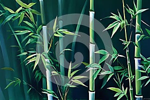 fresh bamboo forest with leaves