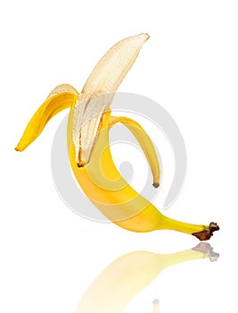 Fresh banana cleared of a peel isolated on a white
