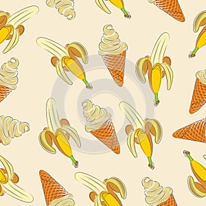 Fresh bananas and ice cream.