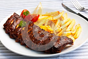 Fresh BBQ, marinated spareribs and fries