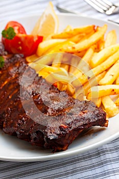 Fresh BBQ, marinated spareribs and fries