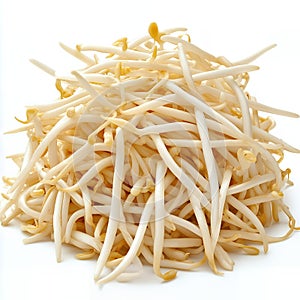 Fresh bean sprouts on a white background