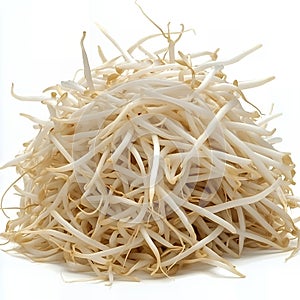 Fresh bean sprouts on a white background