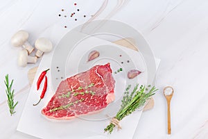 Fresh beef fillet with ingredients in cooking