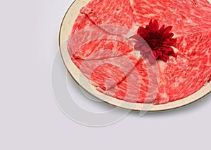 Fresh beef, wagyu on white background