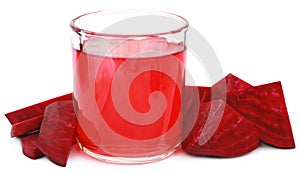 Fresh Beet with juice in glass