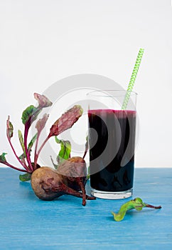 Fresh beet juice with mint leaf in a glass