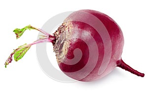 fresh beetroot with green leaves isolated on a white background