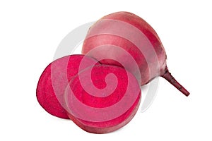 fresh beetroot with lobules isolated on a white background