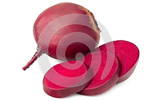 Fresh beetroot with lobules isolated on a white background