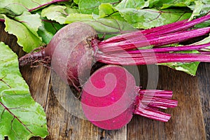 Fresh beetroots with leaves
