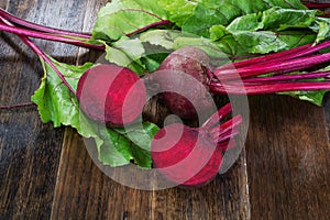 Fresh beetroots with leaves