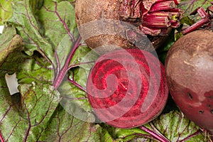 Fresh beets. Beets leaves and fresh beetroot