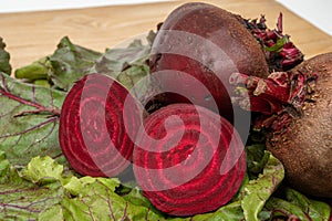 Fresh beets. Beets leaves and fresh beetroot