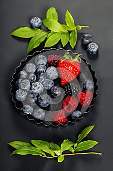 Fresh Berries on Dark Background.