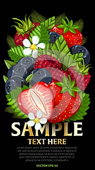 Fresh berries mix , vector illustration