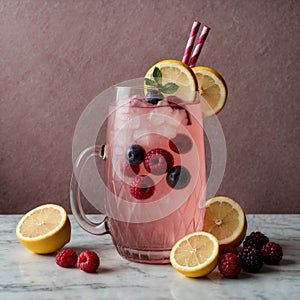 Fresh berries pink lemonade