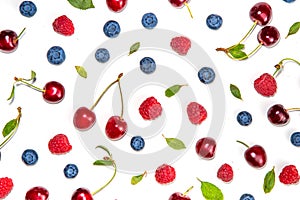 Fresh berries set isolated on white