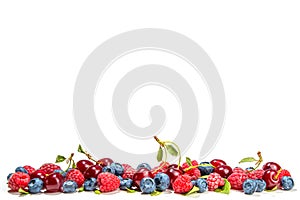 Fresh berries set isolated on white