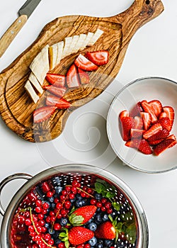 Fresh berries, sliced strawberry and banana.