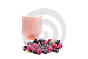 Fresh berries smoothie isolated on white